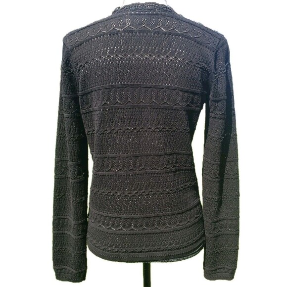 LA MAILLE SEZANE Keyla Black Cardigan Sz Sm Crochet Knit EUC 100% Organic Cotton - Picture 11 of 16